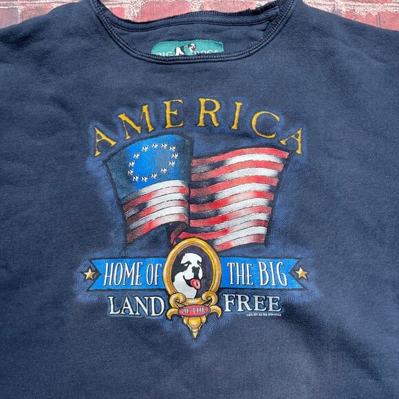 Vintage Y2K 2001 Big Dogs America Crewneck Sweatshirt USA Sz Medium Navy Blue - Picture 2 of 7